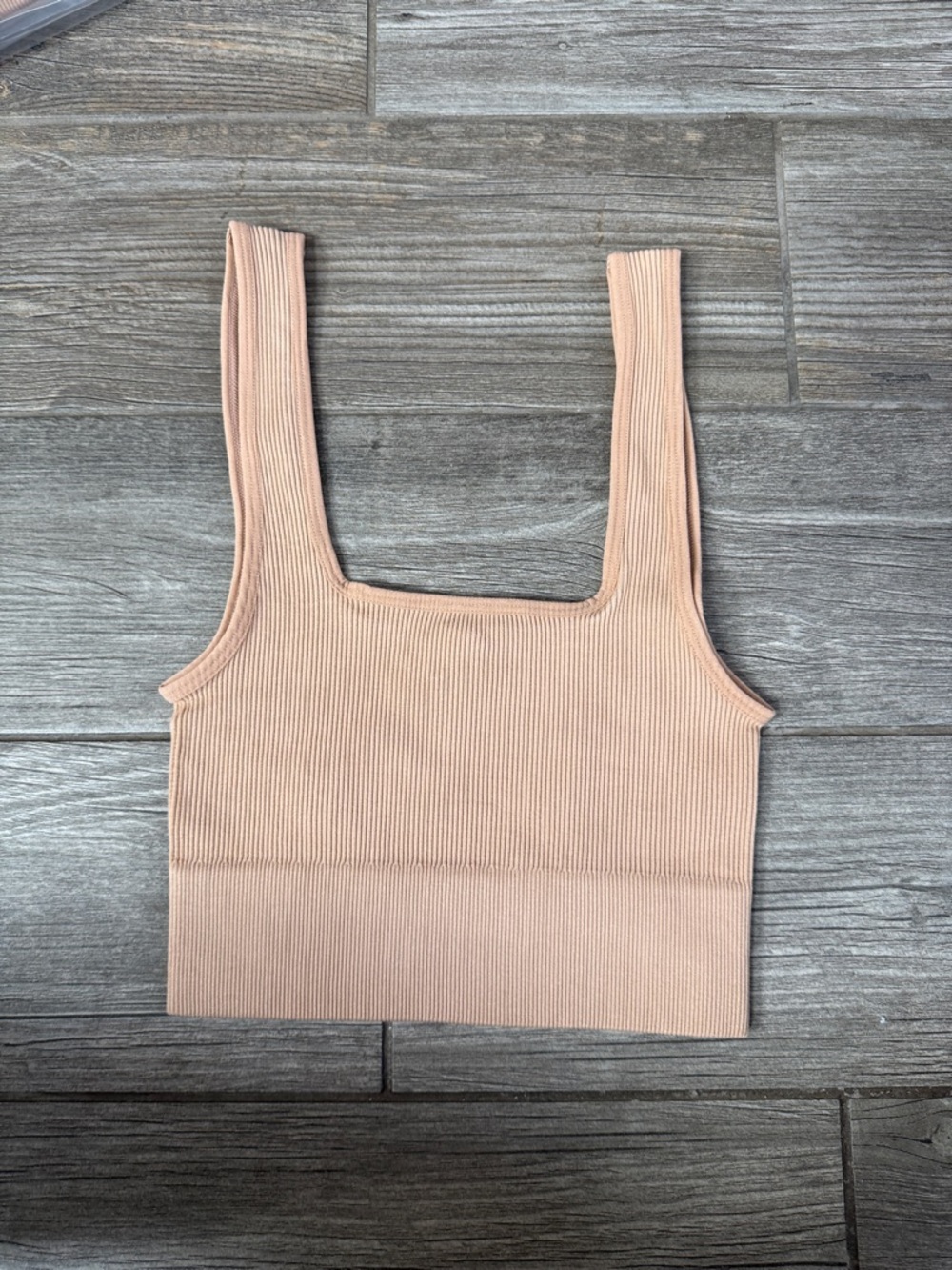 Zenana Outfitters Ribbed Square-Neck Crop Top - Brush